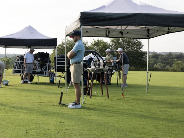 The Next Gear fitting canopies set up on the range at Barton Creek