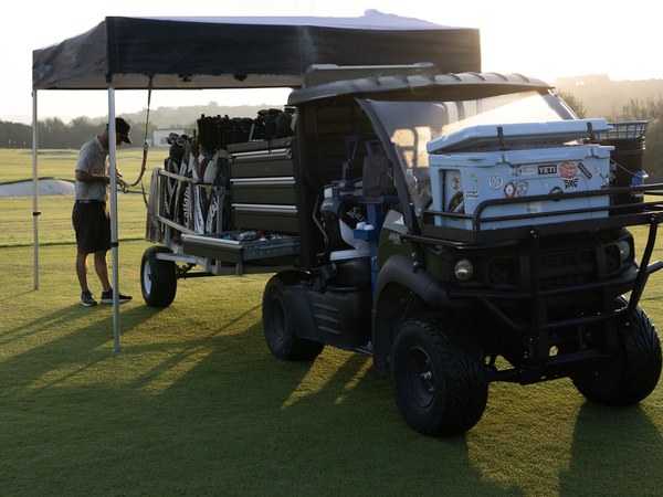 The Mule - the UTV and club cart that carry the fitting rig out to the range