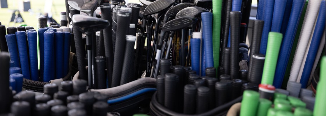 The shaft and grip library on the Next Gear fitting cart at Barton Creek